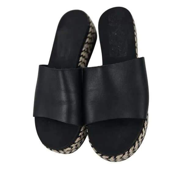 Fratelli Robinson Leather Platform Sandals Womens 8.5 Rope Sole Greek Made