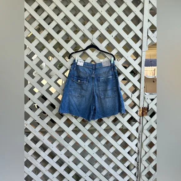Free People Boomerang Long Denim Shorts