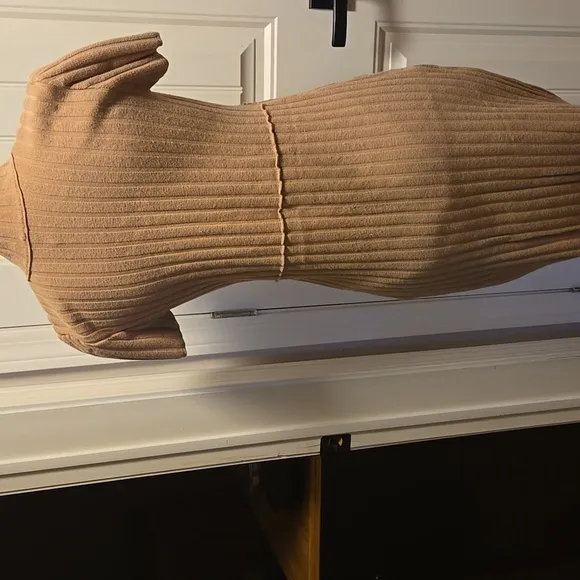 Free People Lottie Rib Knit Dress Camel Color Womens Size Medium EUC Button Up