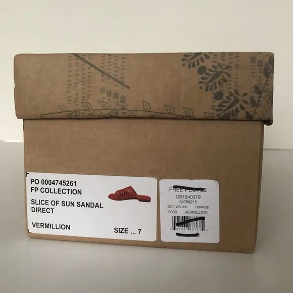 Free People Slice of Sun Sandals Vermillion Orange Leather NIB Size 7