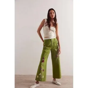 Free People We The Free Summer Bloom Embroidered Jeans Size 28