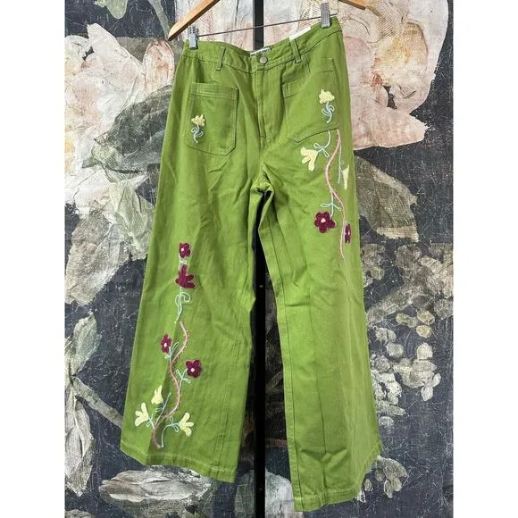 Free People We The Free Summer Bloom Embroidered Jeans Size 28