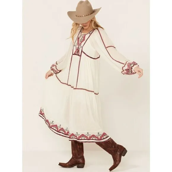 Free People Women's Sweet Escape Midi Dress boho embroidered small