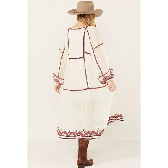 Free People Women's Sweet Escape Midi Dress boho embroidered small