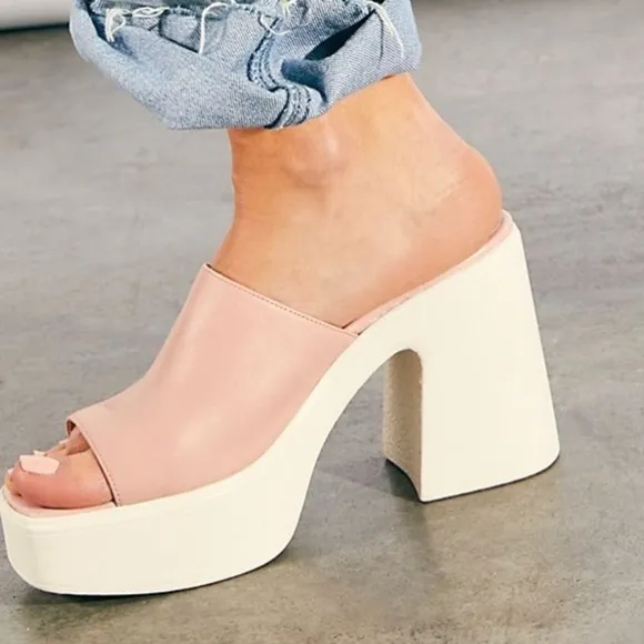 FREE PEOPLE 'Zoe' Platform Slide Sandal in Pink Size 10/41