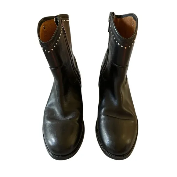 Frye Melissa Black Leather Stud Short Boot Size 6