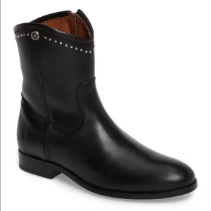 Frye Melissa Black Leather Stud Short Boot Size 6