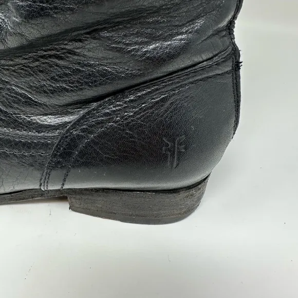 Frye Melissa Button Lug tall leather riding Boots Black Size 9B