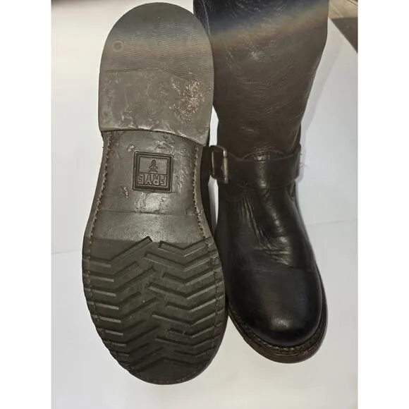 FRYE Womens Veronica Short Black Leather Pull-On Slouchy Boots Western US 6.5 B