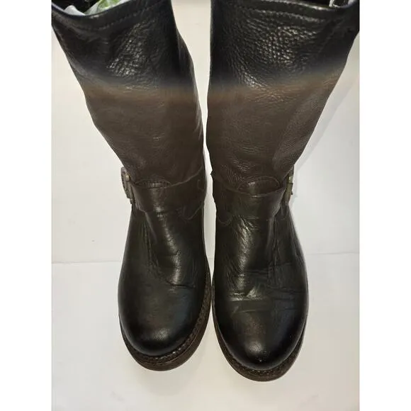 FRYE Womens Veronica Short Black Leather Pull-On Slouchy Boots Western US 6.5 B