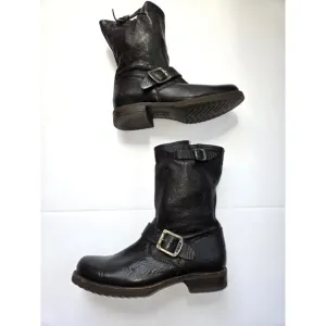FRYE Womens Veronica Short Black Leather Pull-On Slouchy Boots Western US 6.5 B