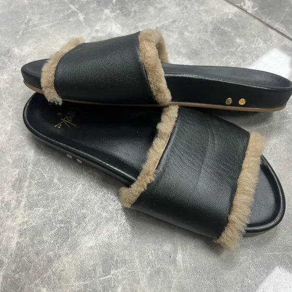 Gallito Shearling Slide SandalBLACK size 8
