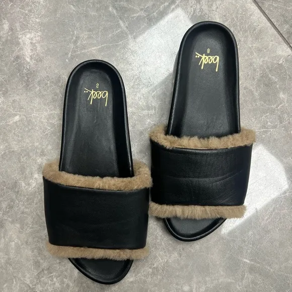 Gallito Shearling Slide SandalBLACK size 8