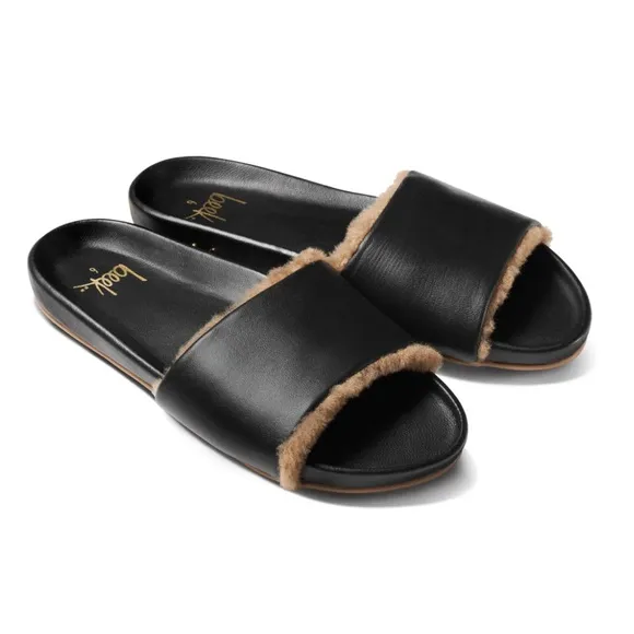 Gallito Shearling Slide SandalBLACK size 8