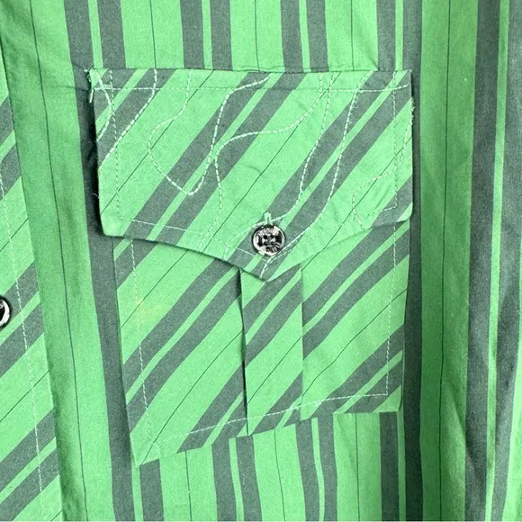 Ganni Striped Organic Cotton-Poplin Oversized Shirt Dress In Dark Green Size M/L