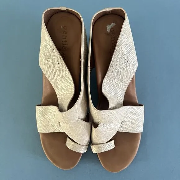 Gentle Souls by Kenneth Cole Inna Snake Print Nude Comfort Wedge Sandals