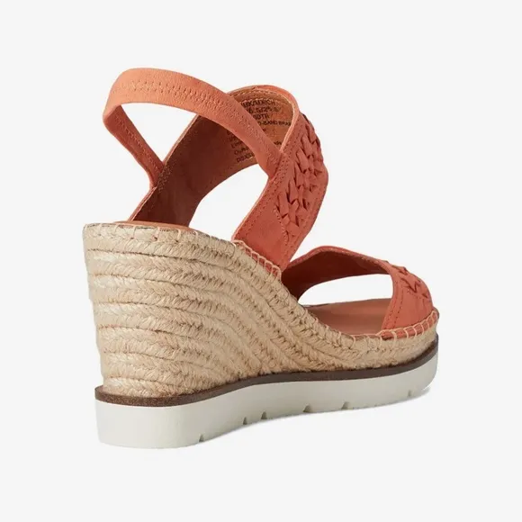 Gentle Souls Elyssa Two-Band Braided Wedge Sandals in Coral, Size 11 NEW $229