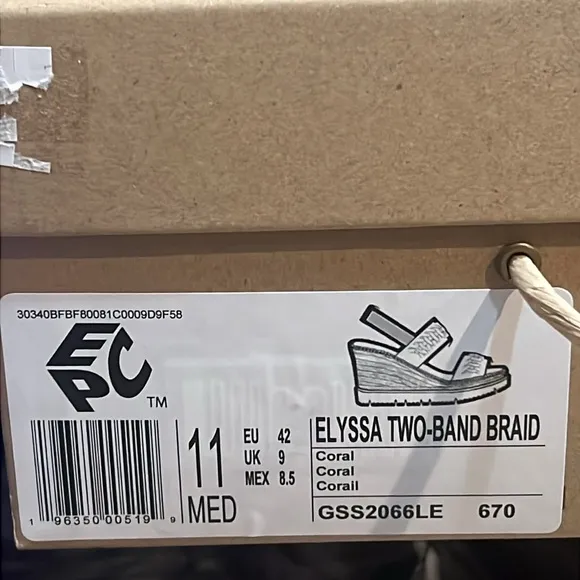 Gentle Souls Elyssa Two-Band Braided Wedge Sandals in Coral, Size 11 NEW $229