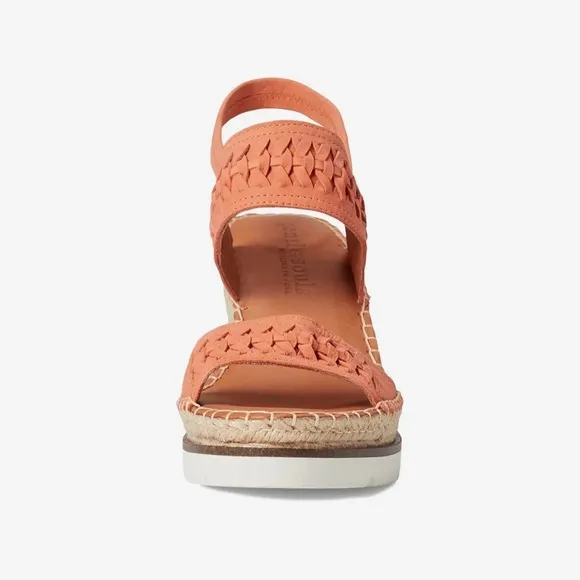 Gentle Souls Elyssa Two-Band Braided Wedge Sandals in Coral, Size 11 NEW $229