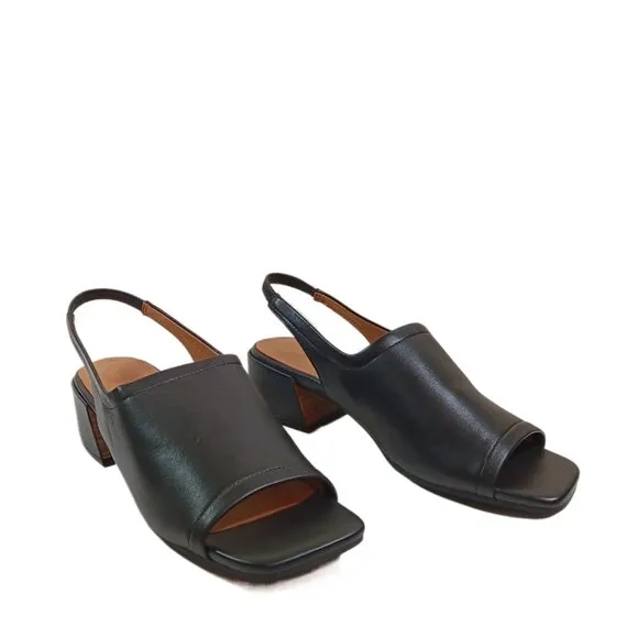Gentle Souls Kenneth Cole Penny Sandals Womens 10 Black Leather Slingback Heels