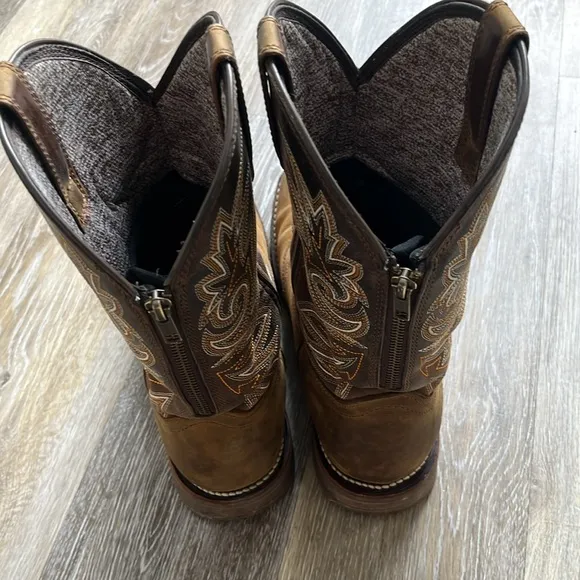 Georgia Boot Carbo-Tec Elite Waterproof Western Work Boot leather size 8.5 zip