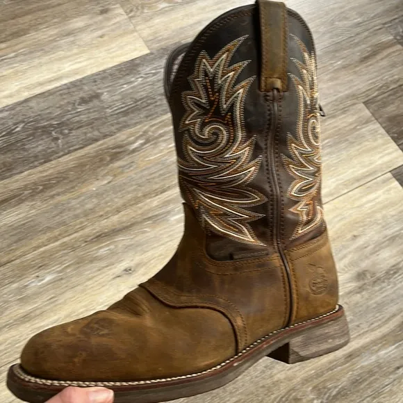Georgia Boot Carbo-Tec Elite Waterproof Western Work Boot leather size 8.5 zip
