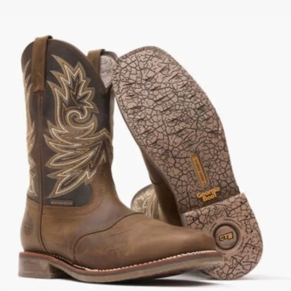 Georgia Boot Carbo-Tec Elite Waterproof Western Work Boot leather size 8.5 zip