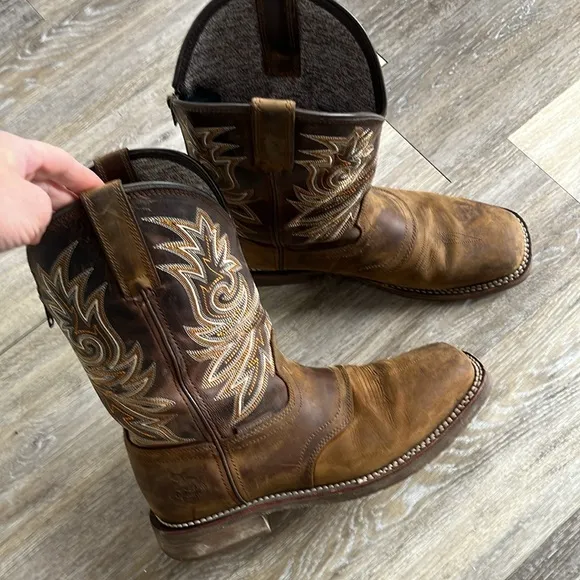 Georgia Boot Carbo-Tec Elite Waterproof Western Work Boot leather size 8.5 zip