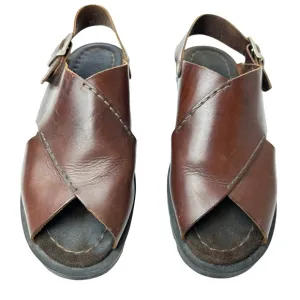 G.H. Bass &amp; Co. Fisherman Brown Leather Sandals with Crisscross Straps