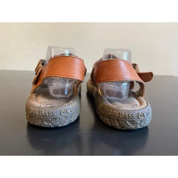 GH Bass &amp; Co Sunjuns Brown Leather Strappy Comfort Slingback Sandals Mens 10M