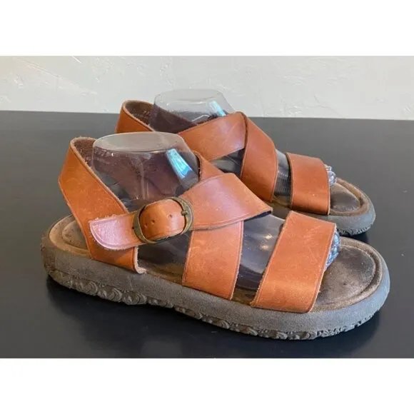 GH Bass &amp; Co Sunjuns Brown Leather Strappy Comfort Slingback Sandals Mens 10M
