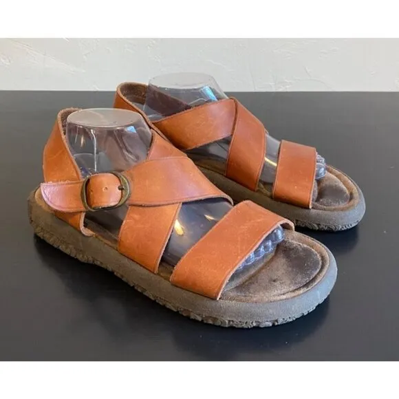 GH Bass &amp; Co Sunjuns Brown Leather Strappy Comfort Slingback Sandals Mens 10M