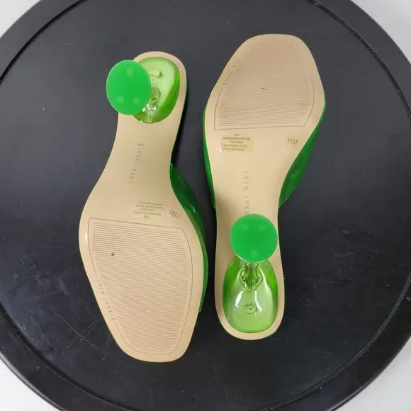 Gianni Bini Oziee Women Sandals Size 11 Green Clear Vinyl Sculptural Heel NEW