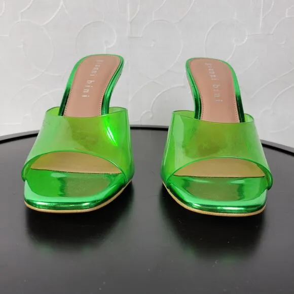 Gianni Bini Oziee Women Sandals Size 11 Green Clear Vinyl Sculptural Heel NEW