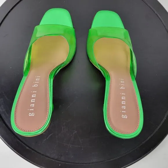 Gianni Bini Oziee Women Sandals Size 11 Green Clear Vinyl Sculptural Heel NEW