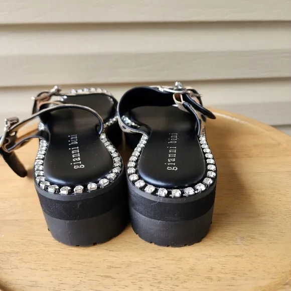 Gianni Bini Rawlins animal print embellished  buckle lug sandals