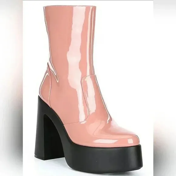 Gianni Bini Spring Pink Retro 10 Hipster Platform Chunky Block Heel Ankle Boots