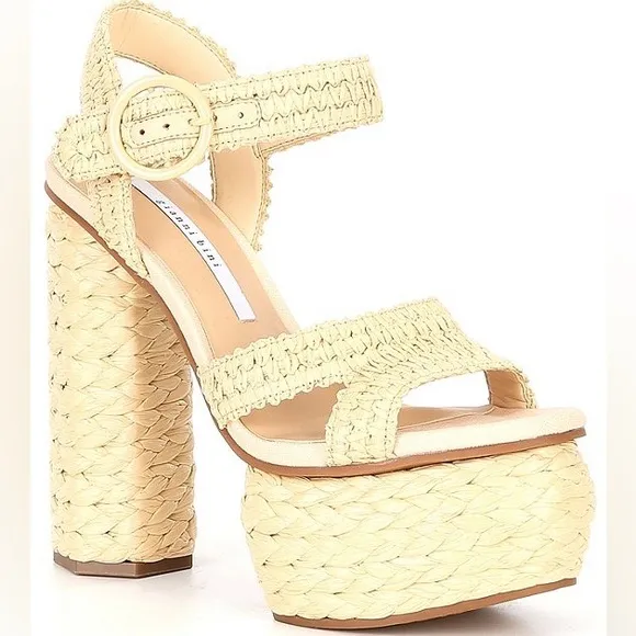 GIANNI BINI The PELLE Raffia Platform Sandal  Heel