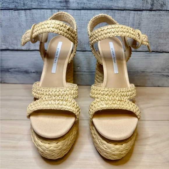 GIANNI BINI The PELLE Raffia Platform Sandal  Heel