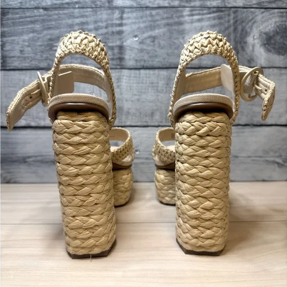 GIANNI BINI The PELLE Raffia Platform Sandal  Heel