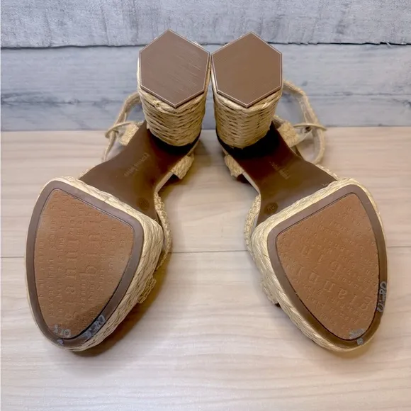 GIANNI BINI The PELLE Raffia Platform Sandal  Heel