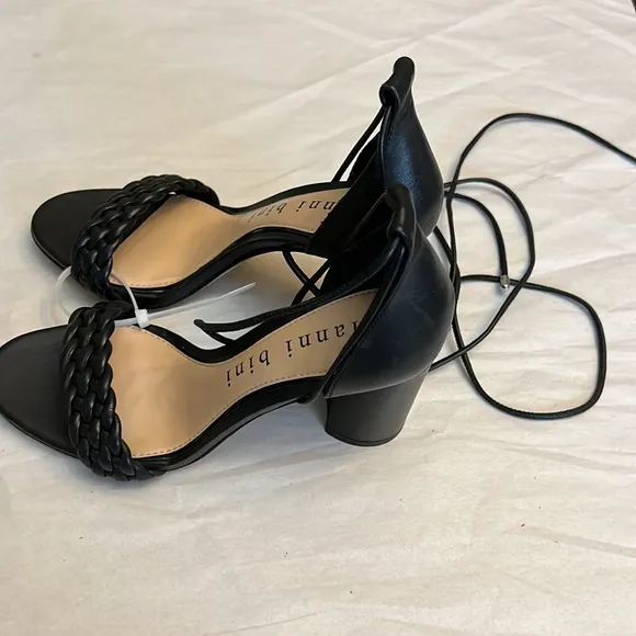 Gianni Bini Tobin Braided Leather Ankle Tie Dress Sandals