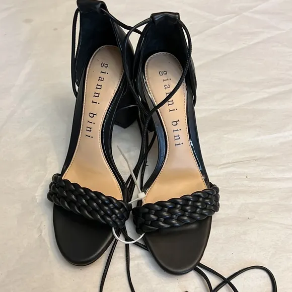 Gianni Bini Tobin Braided Leather Ankle Tie Dress Sandals
