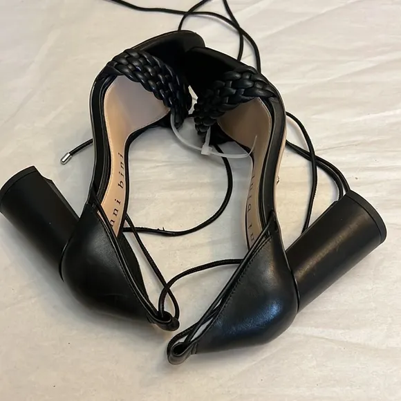 Gianni Bini Tobin Braided Leather Ankle Tie Dress Sandals