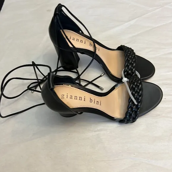 Gianni Bini Tobin Braided Leather Ankle Tie Dress Sandals