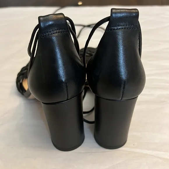 Gianni Bini Tobin Braided Leather Ankle Tie Dress Sandals