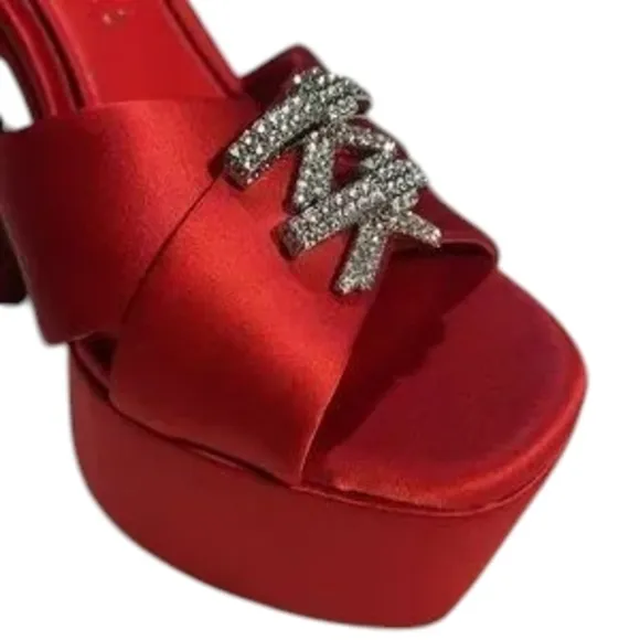 Gianni Bini Women's Dempsey Red Satin Bow Platform Sandals Size 9