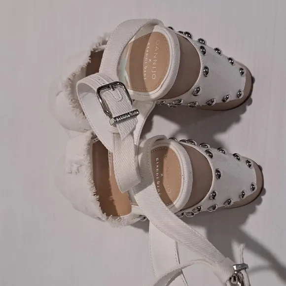 Gianni Bini x DANNIJO Daisy Denim Studded Platform Sandals