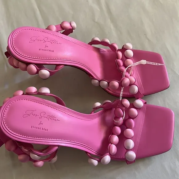 Gianni Bini x Jess Southern Phoebe Bobble Bead Ankle Wrap Dress Sandals