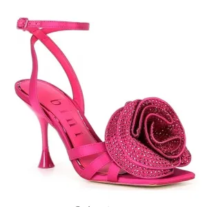 Gianni BiniIman Rhinestone Rose Square Toe Dress Sandals